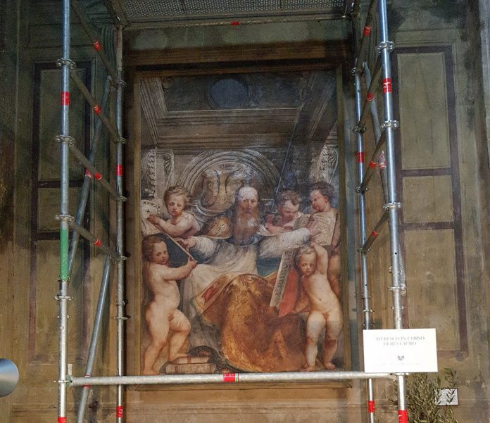 Restauro dell'affresco di Sant'Agostino finanziato dalla Banca di Piacenza