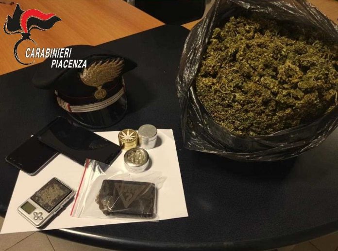 Due giovani arrestati dai carabinieri di Piacenza con 1 kg. di marijuana