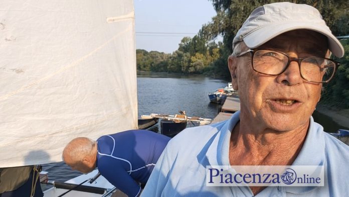 Paolo Lodigiani a vela sul Po